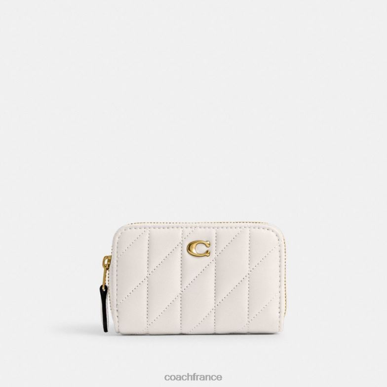 Coach femmes petit porte-cartes zippé avec matelassage en forme d'oreiller b4/craie HHR6J376