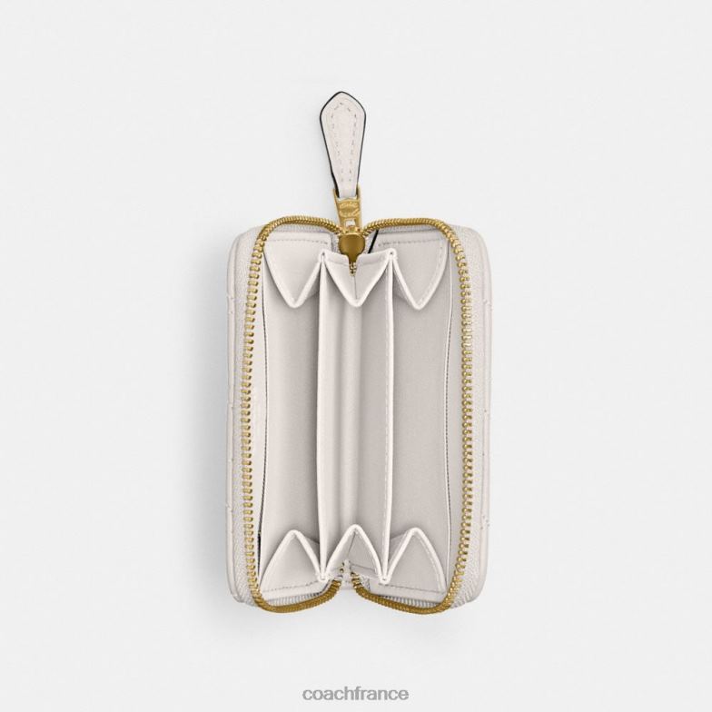 Coach femmes petit porte-cartes zippé avec matelassage en forme d'oreiller b4/craie HHR6J376