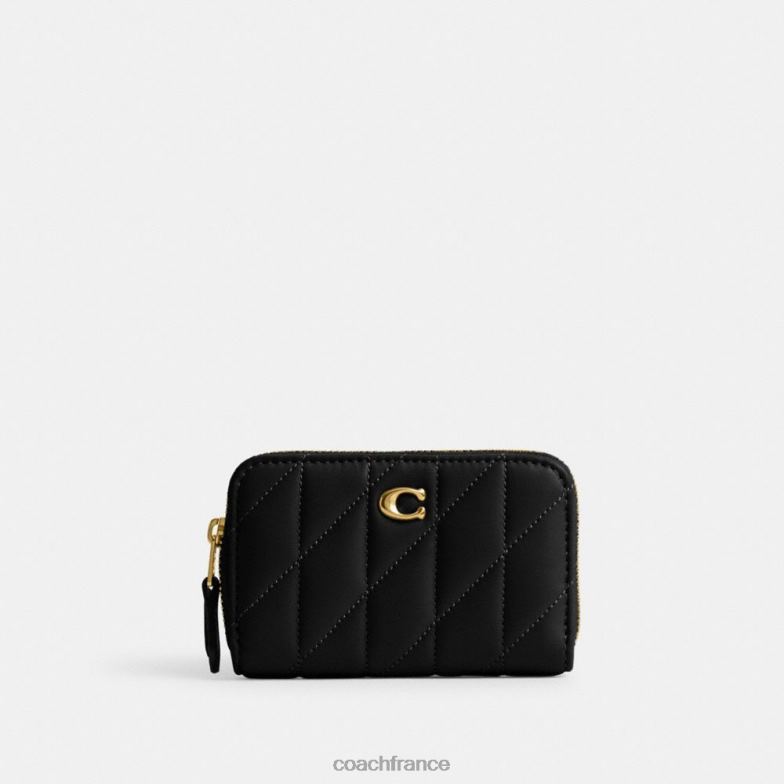 Coach femmes petit porte-cartes zippé avec matelassage en forme d'oreiller b4/noir HHR6J373