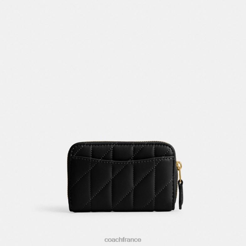 Coach femmes petit porte-cartes zippé avec matelassage en forme d'oreiller b4/noir HHR6J373