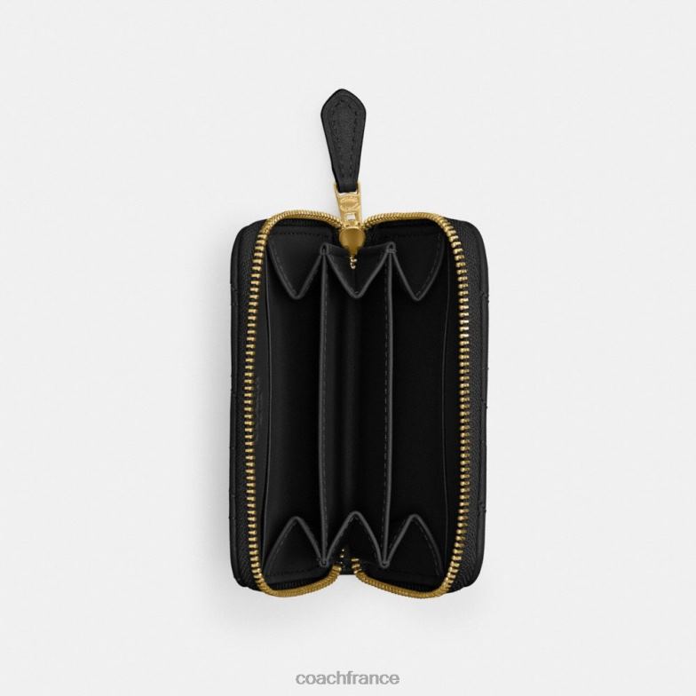 Coach femmes petit porte-cartes zippé avec matelassage en forme d'oreiller b4/noir HHR6J373
