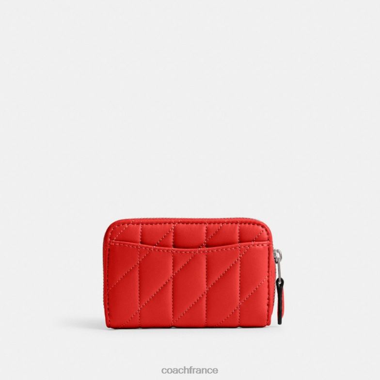 Coach femmes petit porte-cartes zippé avec matelassage en forme d'oreiller gauche/sport rouge HHR6J366