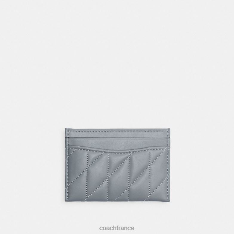 Coach femmes porte-cartes avec matelassage en forme d'oreiller gauche/gris bleu HHR6J375