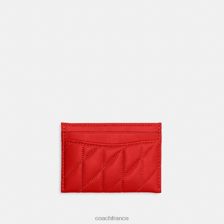 Coach femmes porte-cartes avec matelassage en forme d'oreiller gauche/sport rouge HHR6J367