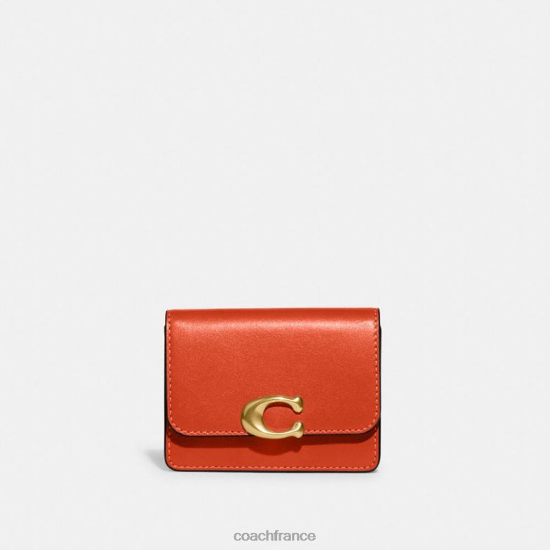 Coach femmes étui à cartes de bandit b4/orange soleil HHR6J384