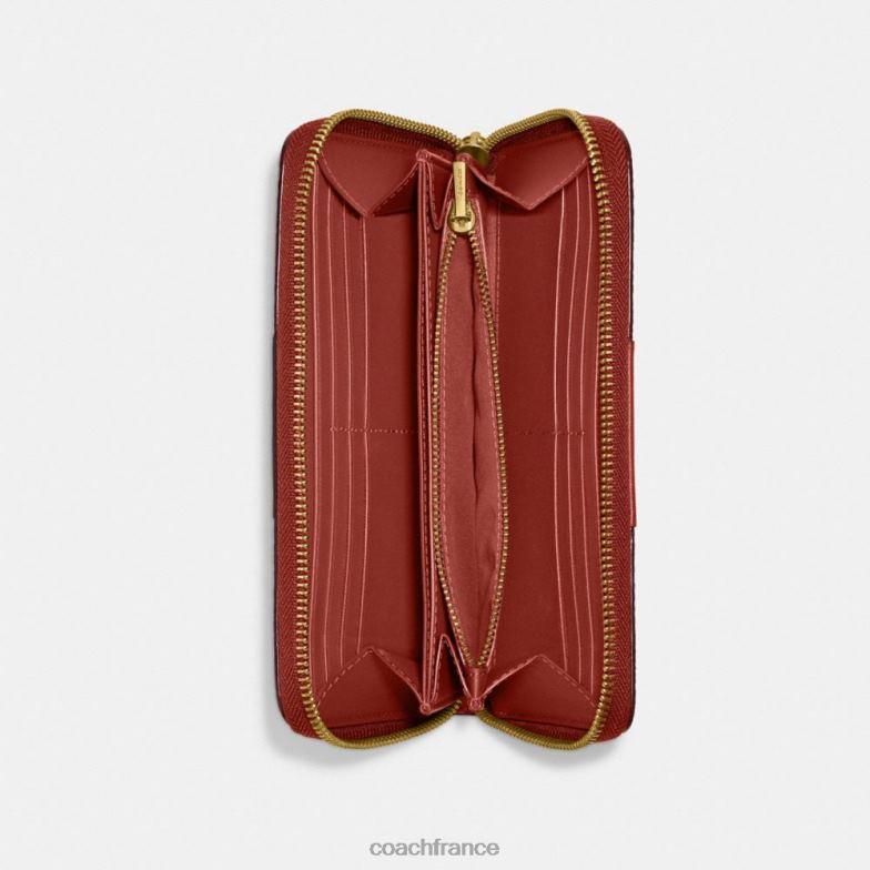 Coach femmes portefeuille zippé accordéon en toile signature color block b4/bronze rouille HHR6J329