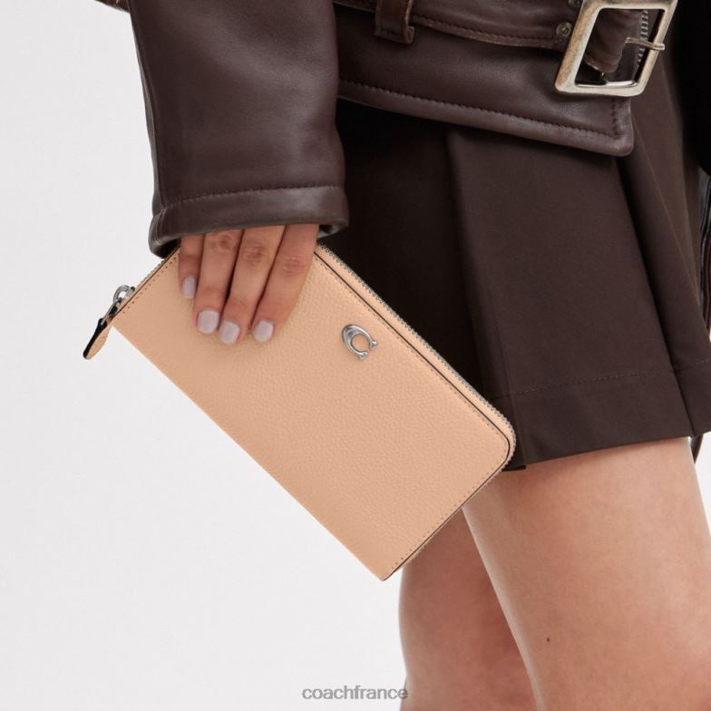 Coach femmes portefeuille zippé accordéon gauche/buff HHR6J319