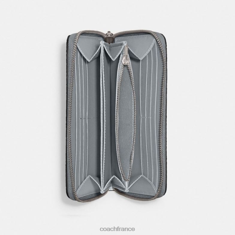 Coach femmes portefeuille zippé accordéon gauche/gris bleu HHR6J321