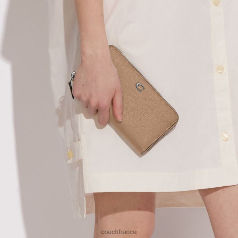Coach femmes portefeuille zippé accordéon gauche/taupe HHR6J323