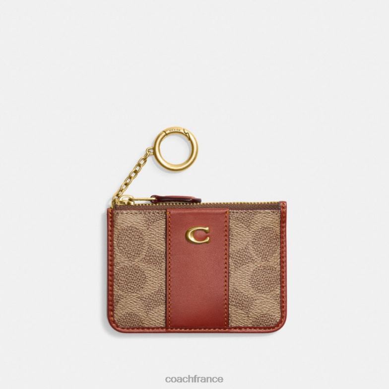 Coach femmes mini porte-cartes skinny en toile exclusive b4/bronze rouille HHR6J337