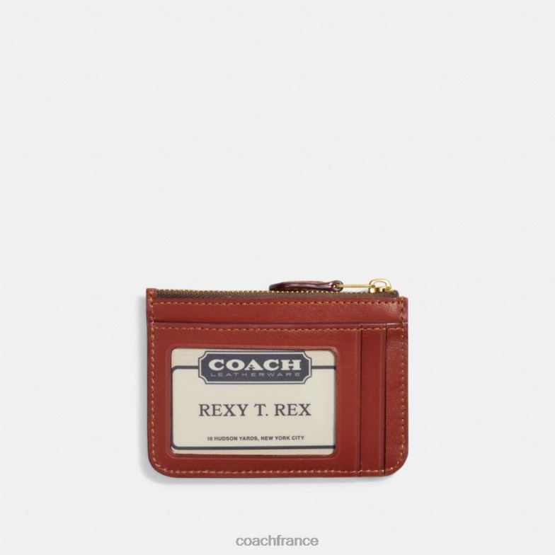 Coach femmes mini porte-cartes skinny en toile exclusive b4/bronze rouille HHR6J337