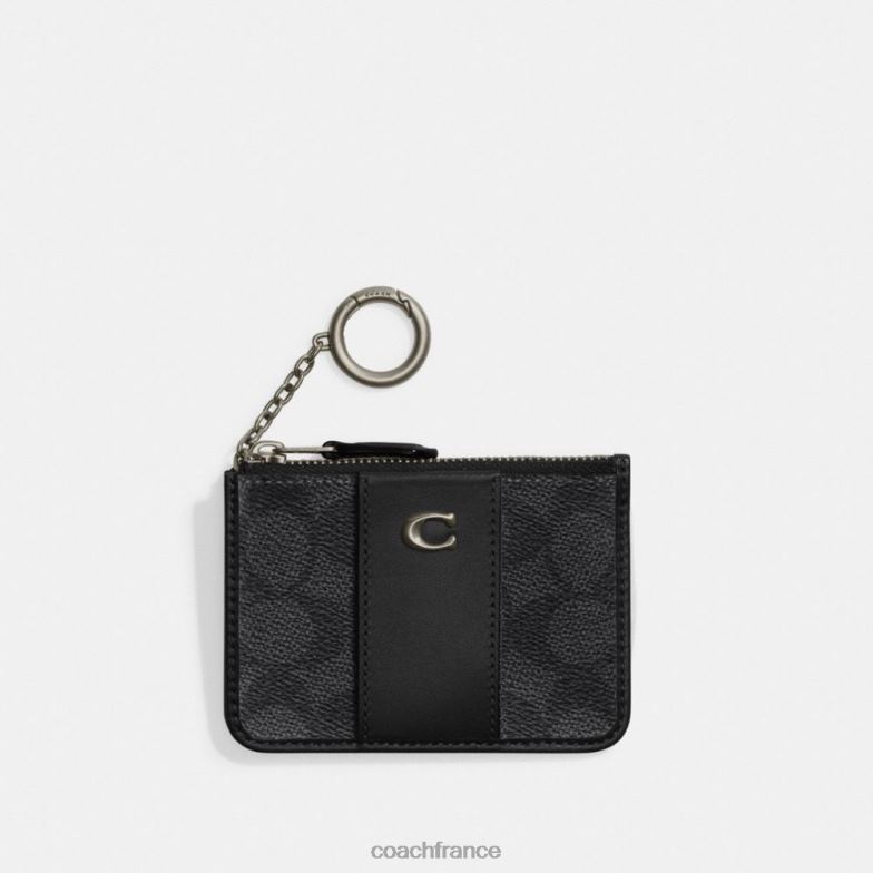 Coach femmes mini porte-cartes skinny en toile exclusive mw/charbon/noir HHR6J330