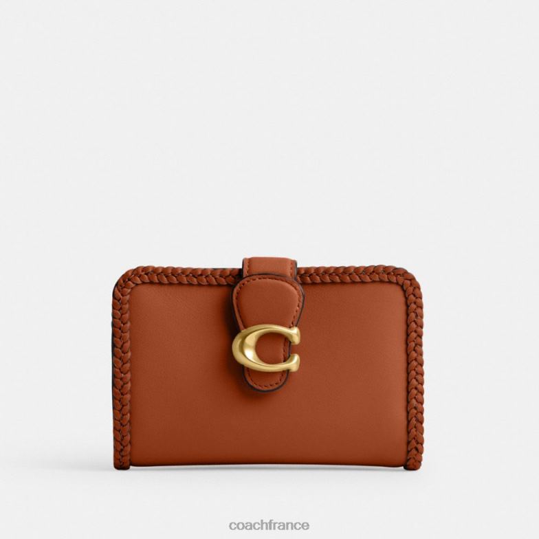 Coach femmes portefeuille moyen tabby avec tresse b4/ambre bruni HHR6J333