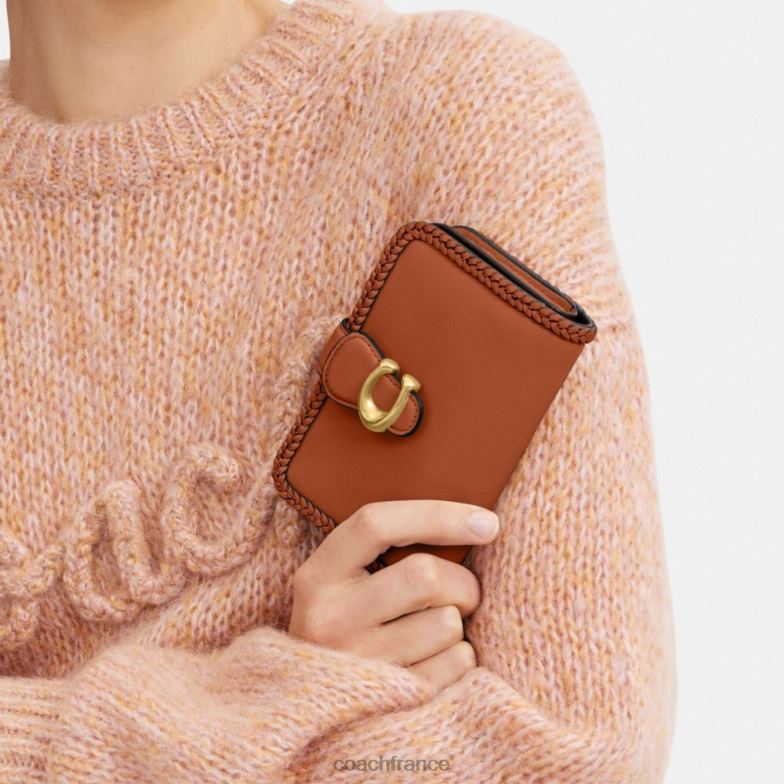 Coach femmes portefeuille moyen tabby avec tresse b4/ambre bruni HHR6J333