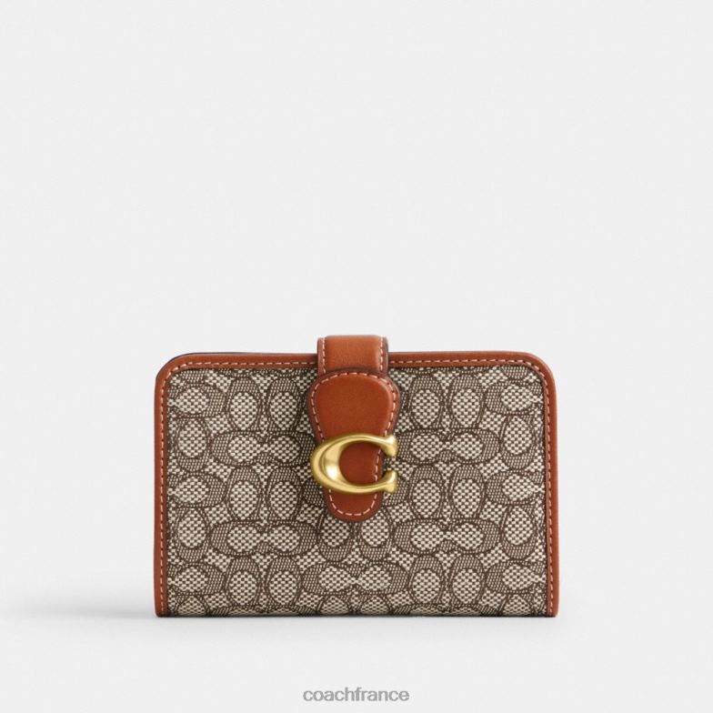 Coach femmes portefeuille tabby moyen en jacquard micro signature b4/cacao bruni amb HHR6J331