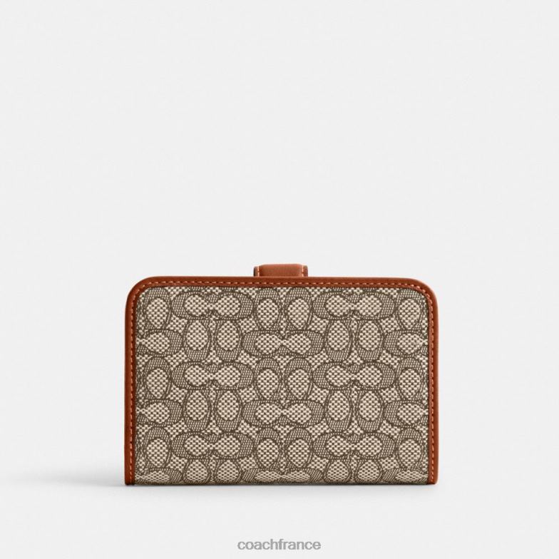 Coach femmes portefeuille tabby moyen en jacquard micro signature b4/cacao bruni amb HHR6J331