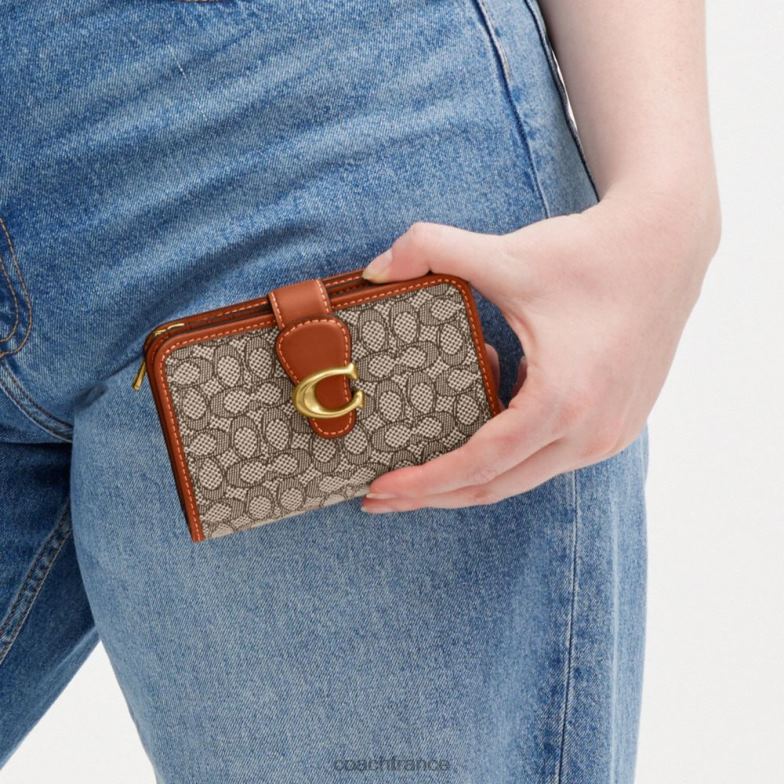 Coach femmes portefeuille tabby moyen en jacquard micro signature b4/cacao bruni amb HHR6J331