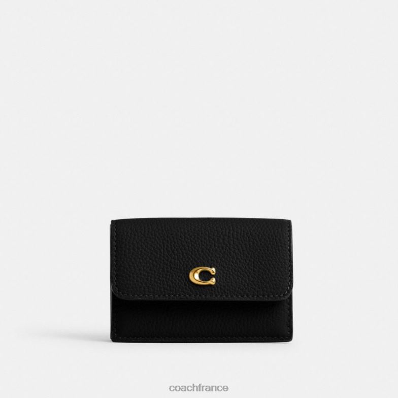 Coach femmes mini portefeuille à trois volets essentiel b4/noir HHR6J349