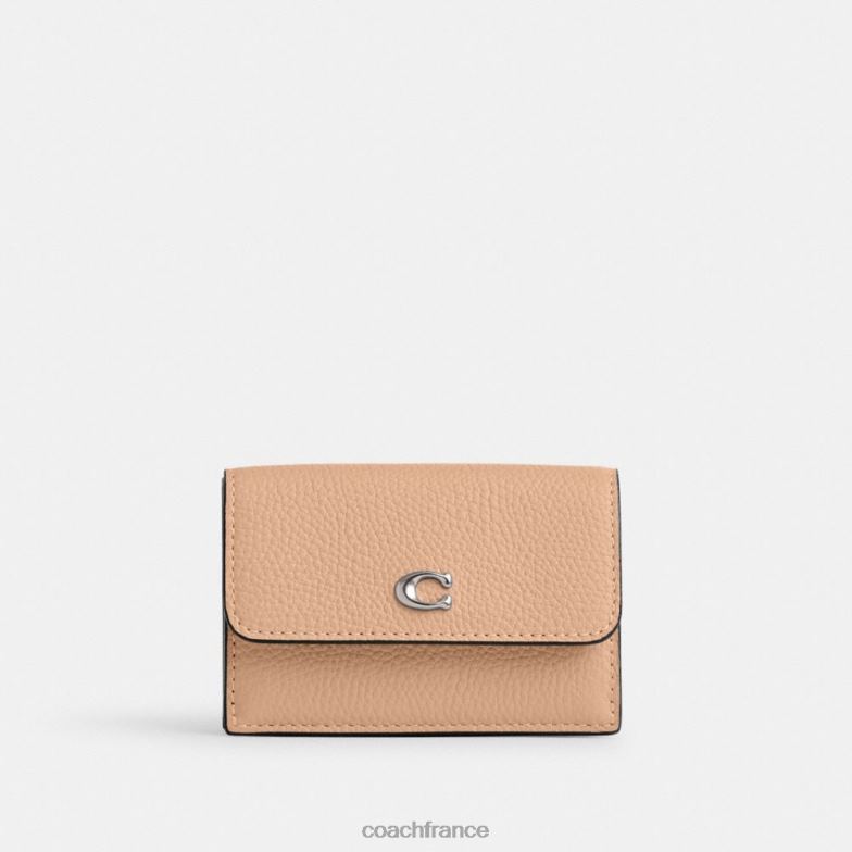 Coach femmes mini portefeuille à trois volets essentiel gauche/buff HHR6J346