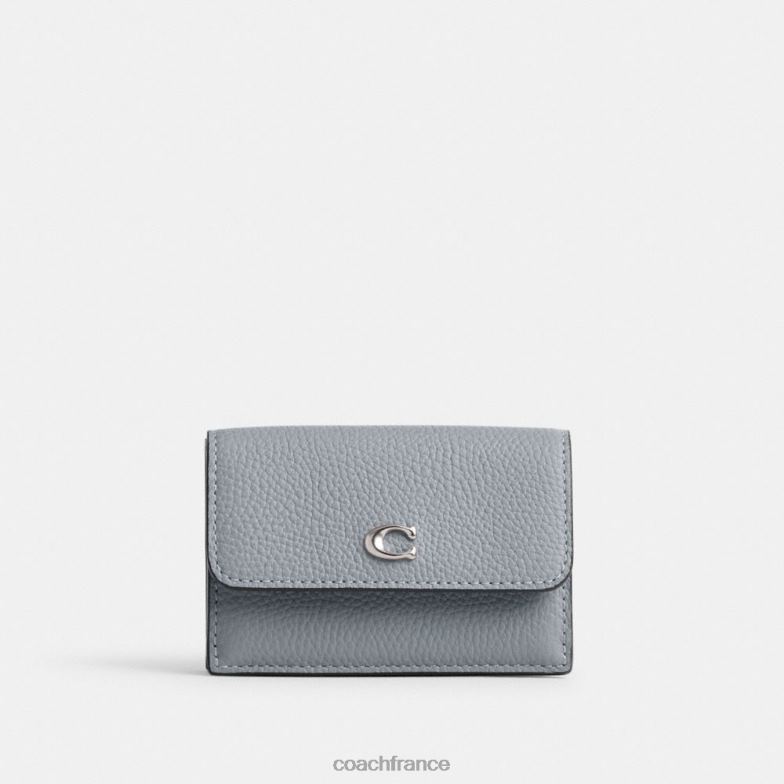 Coach femmes mini portefeuille à trois volets essentiel gauche/gris bleu HHR6J352