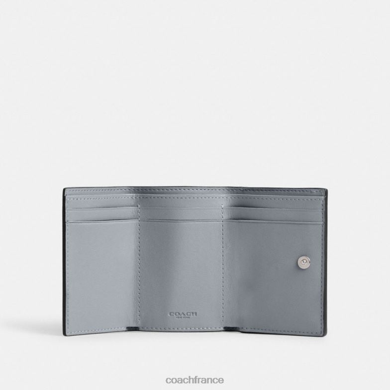 Coach femmes mini portefeuille à trois volets essentiel gauche/gris bleu HHR6J352