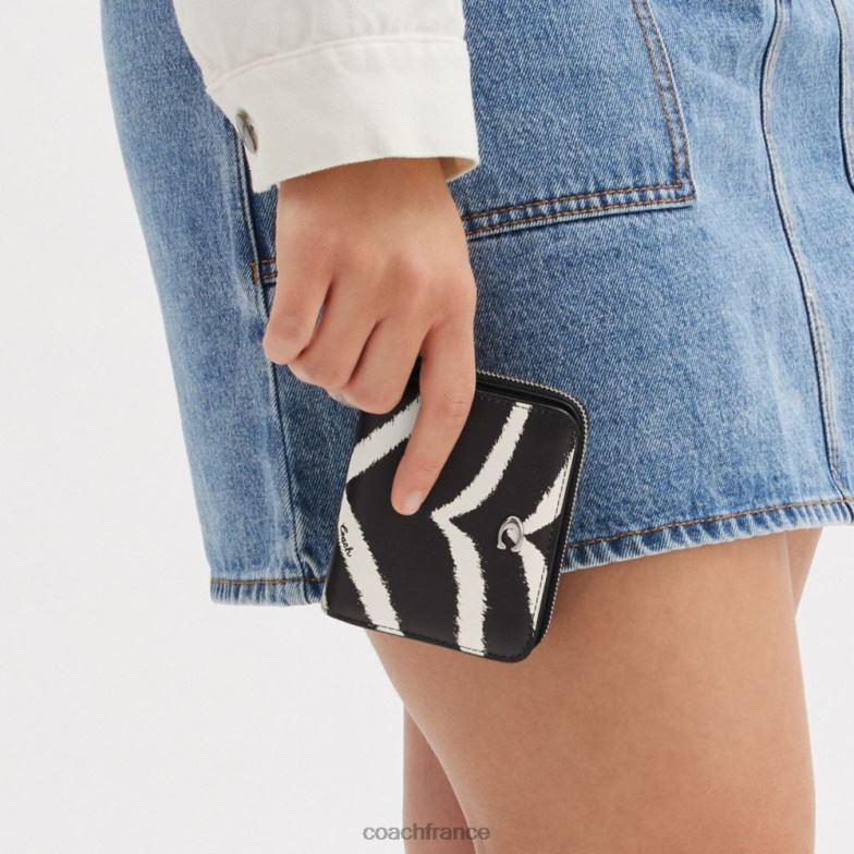 Coach femmes portefeuille à rabat avec imprimé zèbre gauche/zèbre HHR6J355