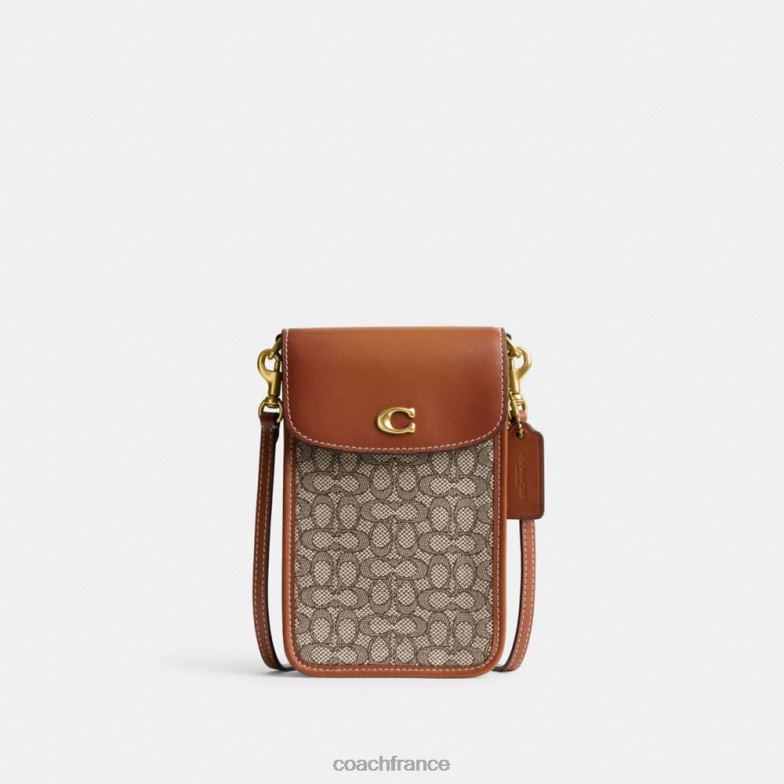 Coach femmes bandoulière pour téléphone en jacquard micro signature b4/cacao bruni amb HHR6J386