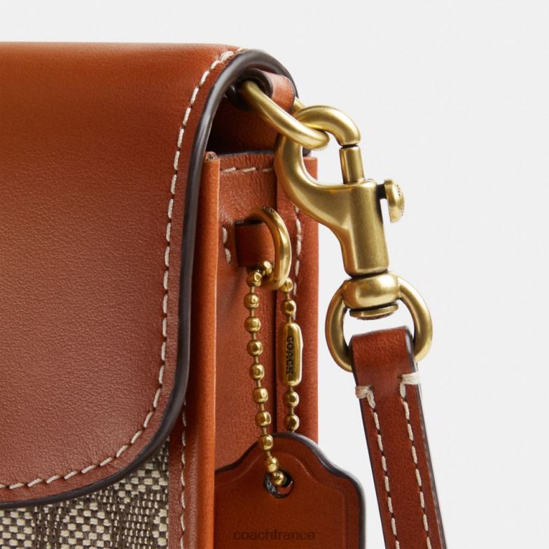 Coach femmes bandoulière pour téléphone en jacquard micro signature b4/cacao bruni amb HHR6J386