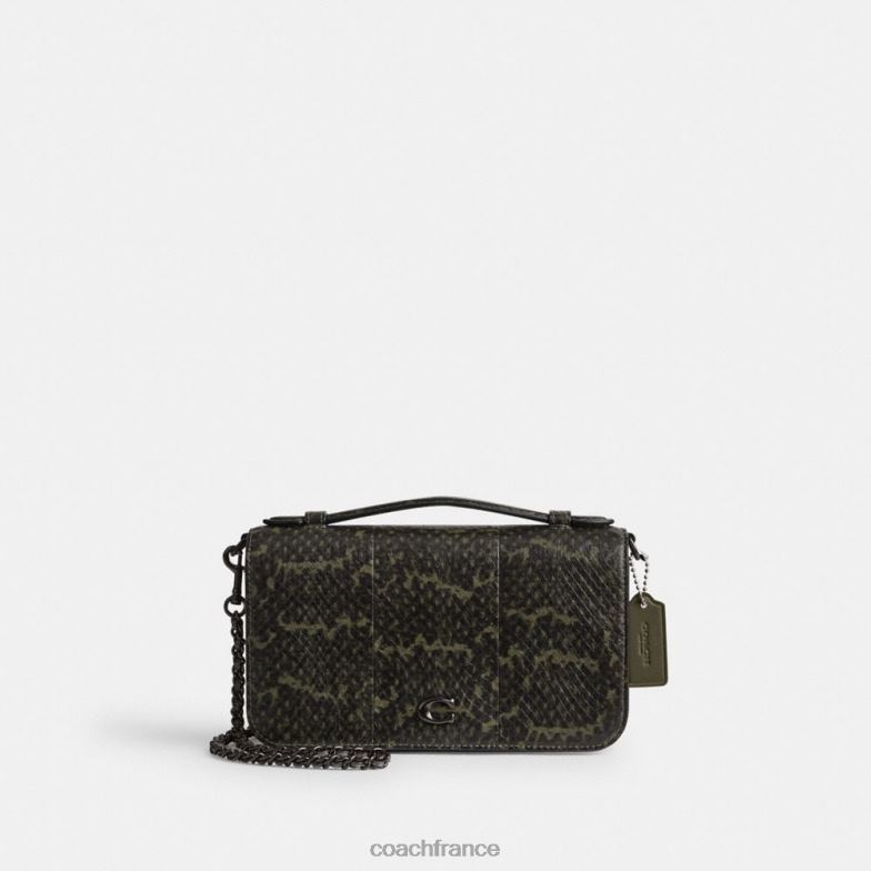 Coach femmes bea sac à bandoulière en peau de serpent v5/vert armée HHR6J222