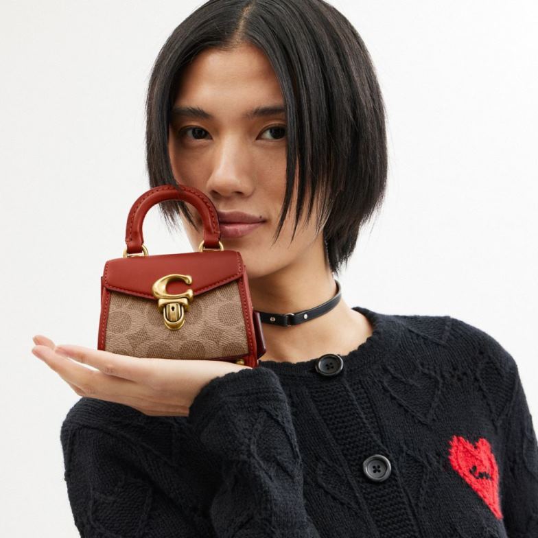 Coach femmes poignée supérieure Sammy en toile exclusive b4/bronze rouille HHR6J210