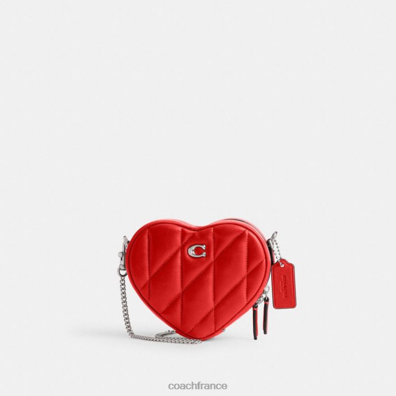 Coach femmes sac à bandoulière coeur 14 avec matelassage d'oreiller gauche/sport rouge HHR6J202