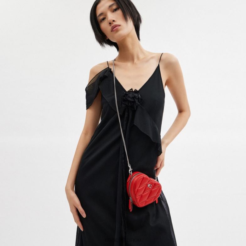 Coach femmes sac à bandoulière coeur 14 avec matelassage d'oreiller gauche/sport rouge HHR6J202