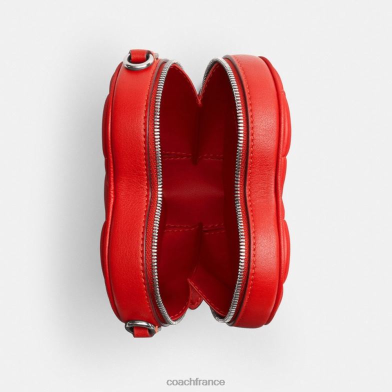 Coach femmes sac à bandoulière coeur 14 avec matelassage d'oreiller gauche/sport rouge HHR6J202