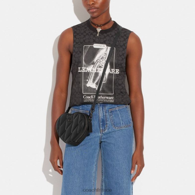 Coach femmes sac à bandoulière coeur avec matelassage v5/noir HHR6J204
