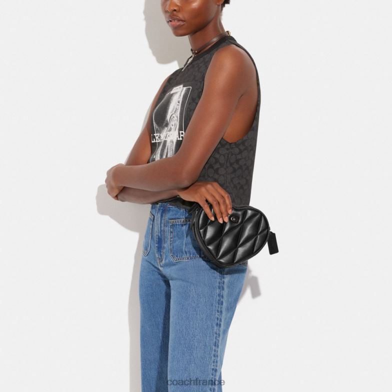 Coach femmes sac à bandoulière coeur avec matelassage v5/noir HHR6J204
