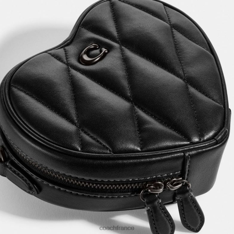 Coach femmes sac à bandoulière coeur avec matelassage v5/noir HHR6J204