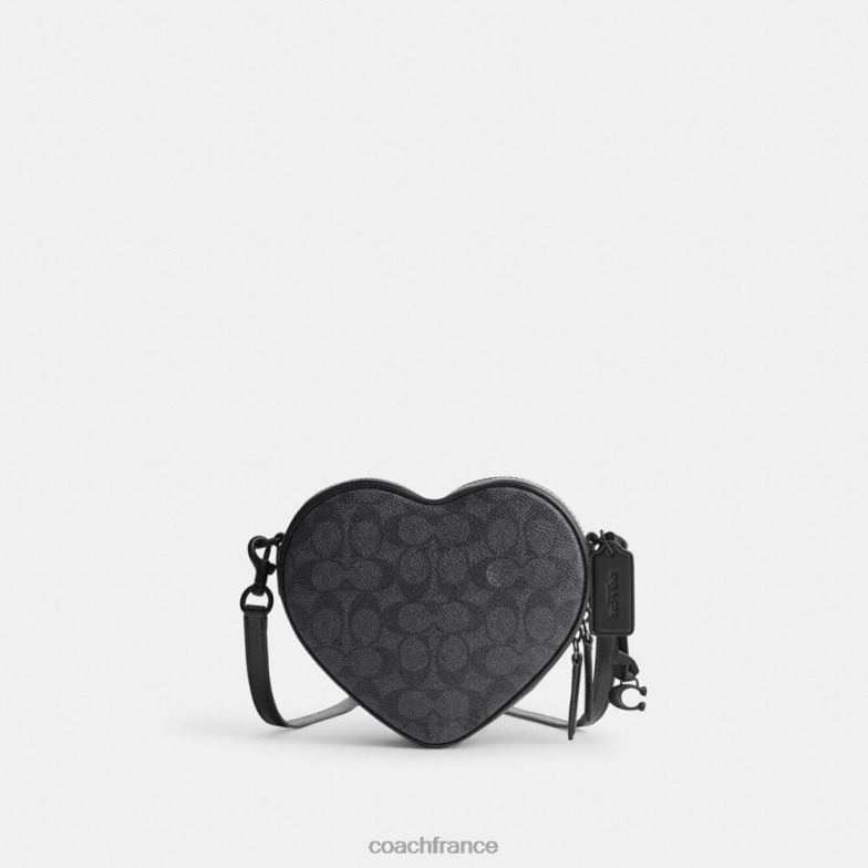 Coach femmes sac à bandoulière coeur en toile exclusive mw/charbon/noir HHR6J205