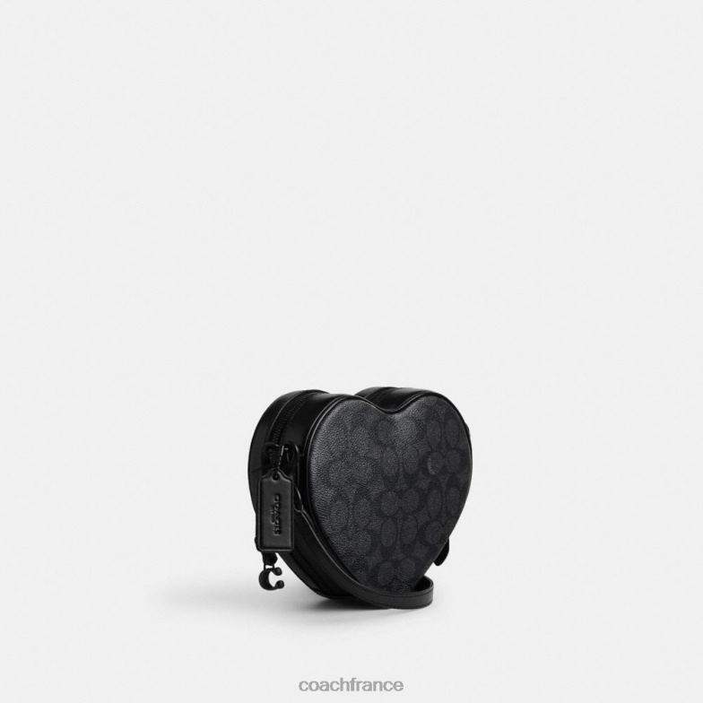 Coach femmes sac à bandoulière coeur en toile exclusive mw/charbon/noir HHR6J205