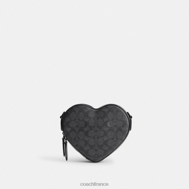Coach femmes sac à bandoulière coeur en toile exclusive mw/charbon/noir HHR6J205