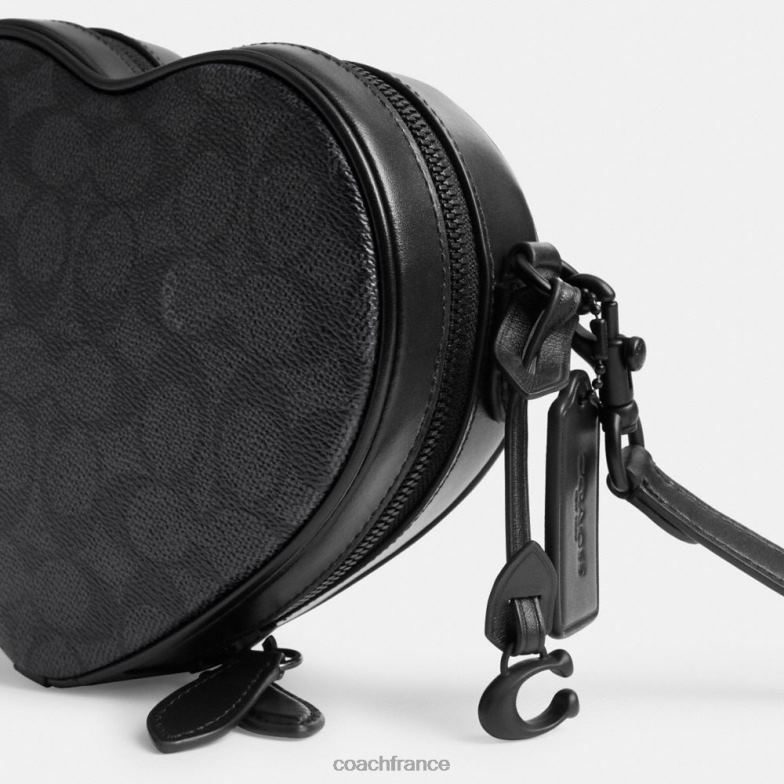 Coach femmes sac à bandoulière coeur en toile exclusive mw/charbon/noir HHR6J205