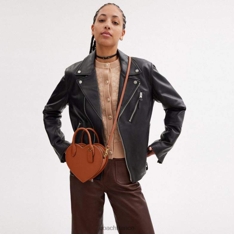 Coach femmes sac coeur en cuir régénéré b4/ambre bruni HHR6J232