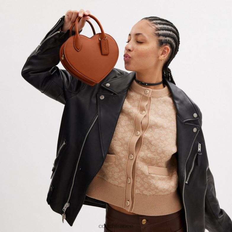 Coach femmes sac coeur en cuir régénéré b4/ambre bruni HHR6J232