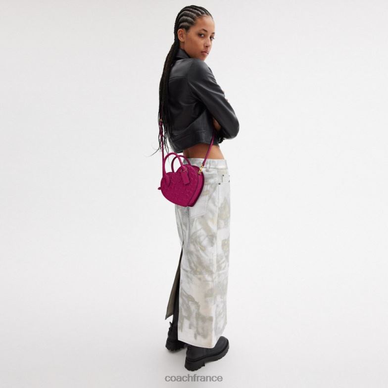 Coach femmes sac coeur en cuir signature b4/magenta HHR6J240