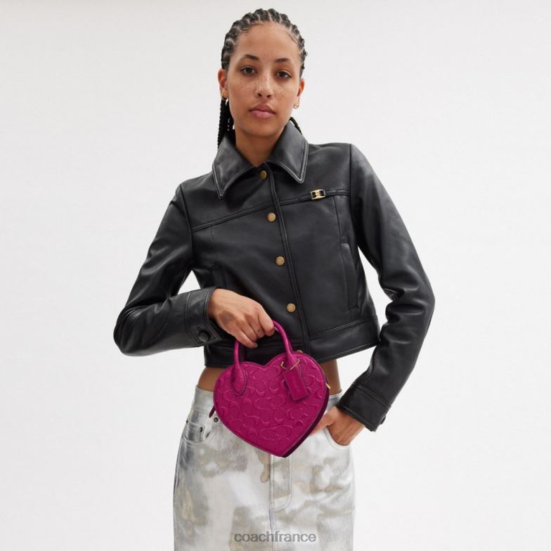 Coach femmes sac coeur en cuir signature b4/magenta HHR6J240
