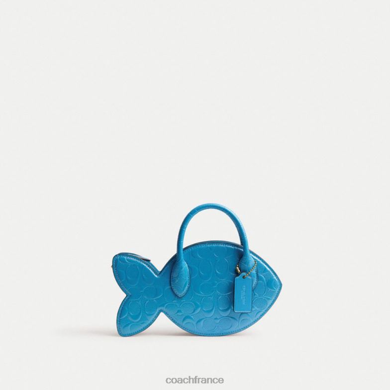 Coach femmes sac fish en cuir signature b4/bleu HHR6J238