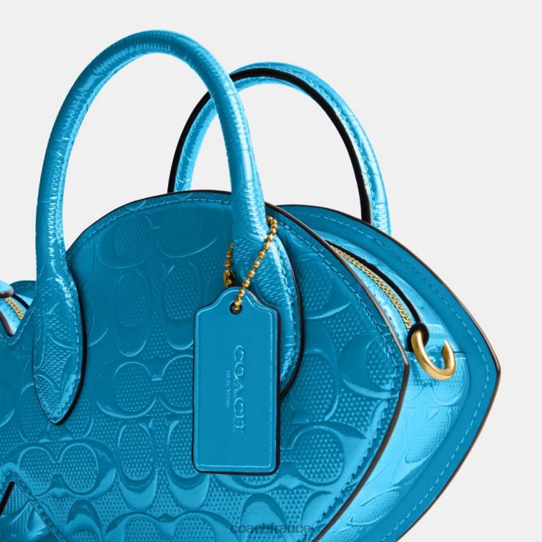 Coach femmes sac fish en cuir signature b4/bleu HHR6J238