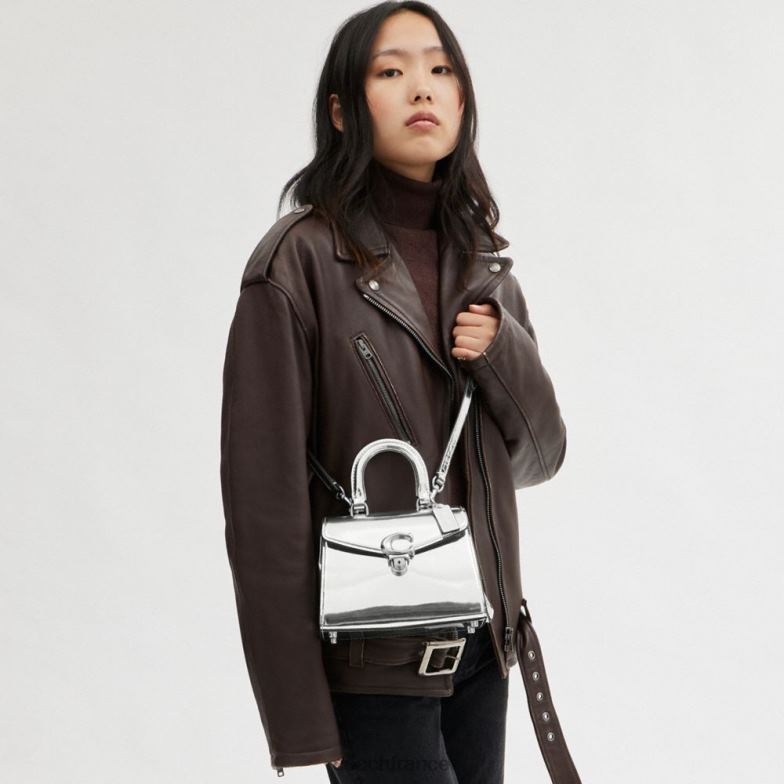 Coach femmes sammy poignée supérieure 21 en argent métallisé gauche/argent HHR6J230