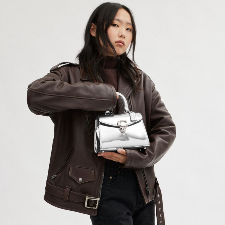 Coach femmes sammy poignée supérieure 21 en argent métallisé gauche/argent HHR6J230