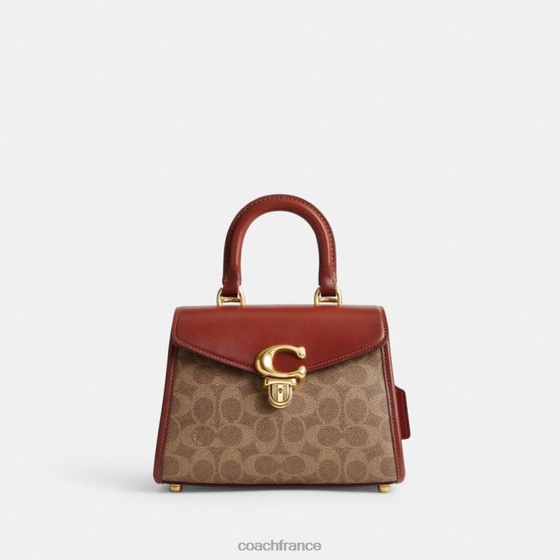 Coach femmes sammy top handle 21 en toile exclusive b4/bronze rouille HHR6J246