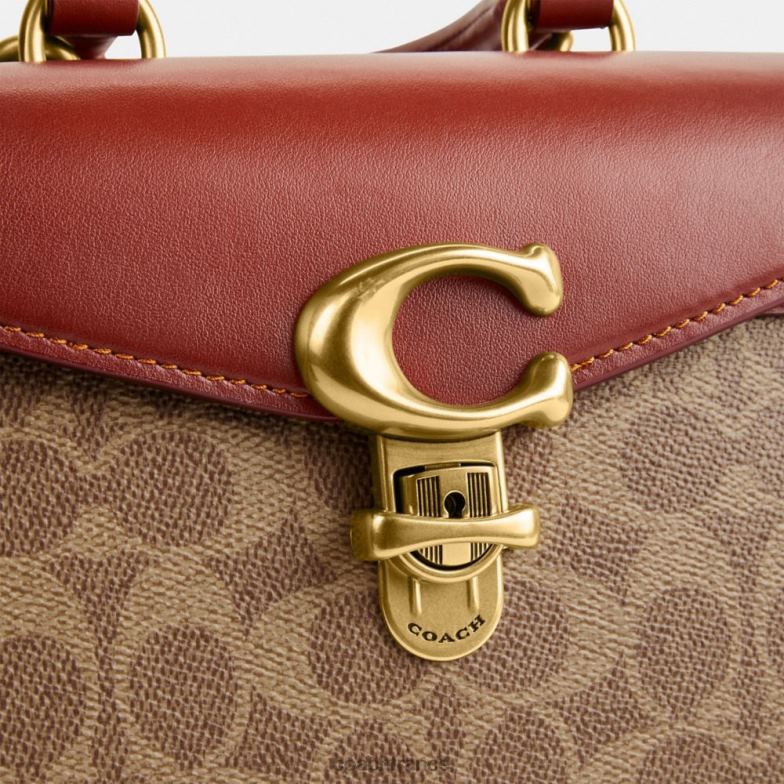 Coach femmes sammy top handle 21 en toile exclusive b4/bronze rouille HHR6J246